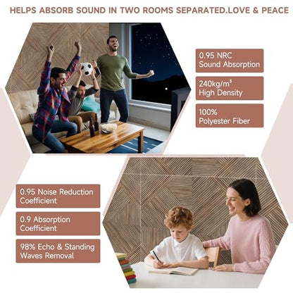 TO-TH Acoustic Panels Self-Adhesive Sound Proof Panel 6Pack, Natural Walnut - color: Natural Walnut