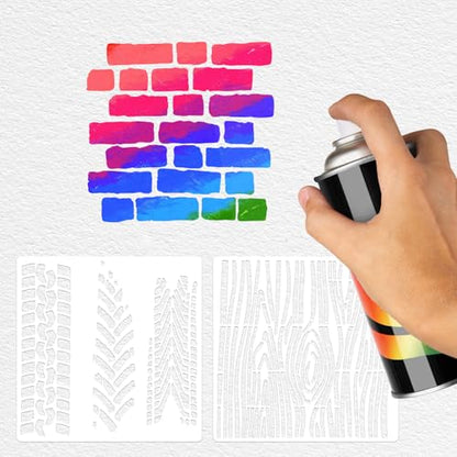 16Pcs Geometric Stencils for Painting, 6 X 6 Inch Reusable Abstract Stencils Cubist Stencils for Crafts Painting DIY Card Makin