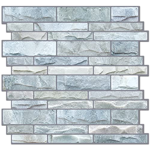 STICKGOO 10-Sheet Peel and Stick Backsplash, 12”X12” Self Adhesive Wall Tiles, Stick on Backsplash for Kitchen & Bathroom (Cultured Stone Look, Thicker Design) - color: Cultured Stone Look