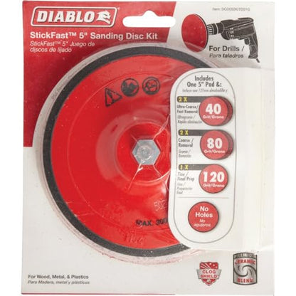 Diablo Sanding Disc Kit - 5", 40/80/120 Grit, Multi-Grade Ceramic Blend - style: 120-Grit, Coarse - Pack of 1
