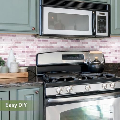 10 Sheets Thick Peel and Stick Kitchen Backsplash Tiles - color: Pink