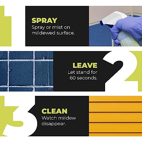 GONE Instant Mold & Mildew Remover - 12.5% Bleach Industrial-Strength Cleaner, Stain Removal on Shower, Siding, Bathroom Tile, Grout, Trim, Boats, and Outdoor Furniture, 1-Quart Spray Bottle