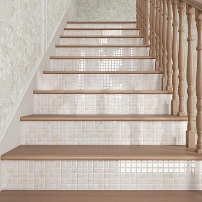 CRE8TIVE 4 Sheets Beige Peel and Stick Backsplash Small Square Mosaic Stick on Tiles for Kitchen Backsplash Tile Stickers 12"x12" Adhesive 3D Marble Wall Tiles for Bathroom Shower Tile Waterproof - size: 12"x12" (4-Sheets)
