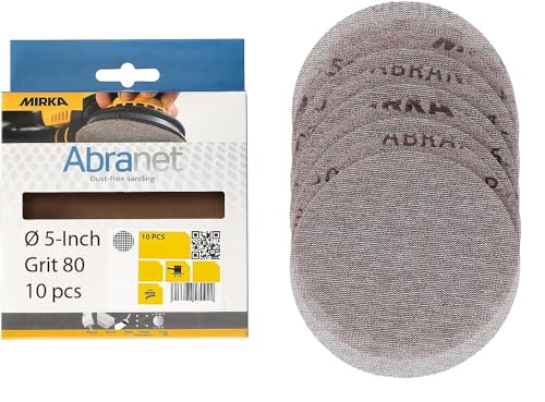 Mirka Abranet 5 Inch 80 Grit Mesh Sanding Discs, Hook and Loop, 10 Pack - size: Grit 80