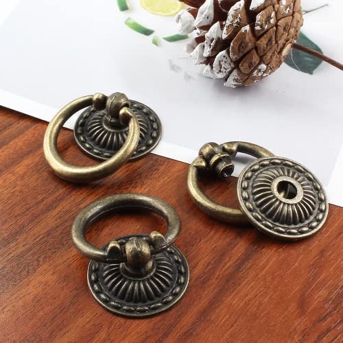 6Pcs Vintage Bronze Drop Ring Knobs