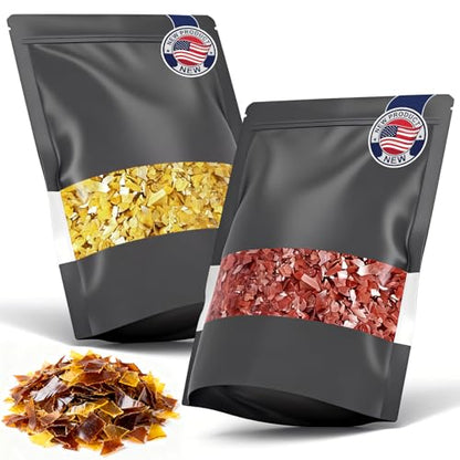 8 oz Shellac Flakes, Dewaxed Blonde Shellac | Wood Finish Value Pack: 4 oz Yellow & 4 oz Purple(Total 8 oz) | All-Natural, Non-Toxic, Eco-Friendly Furniture Finish - size: 4 oz per color