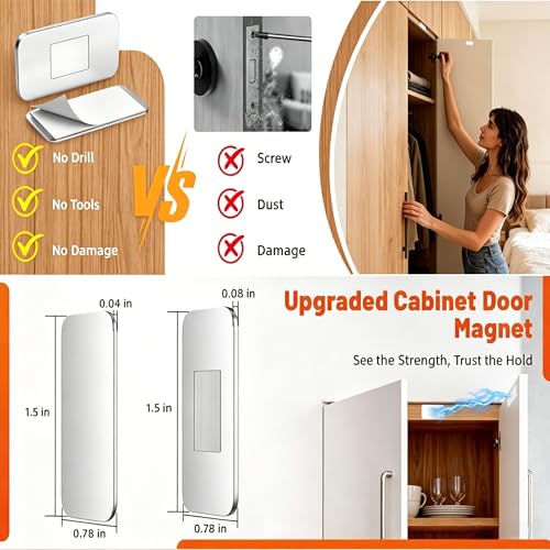 8 piece Ultra‑Thin Cabinet Magnetic Catch, No‑Drill Door Latch
