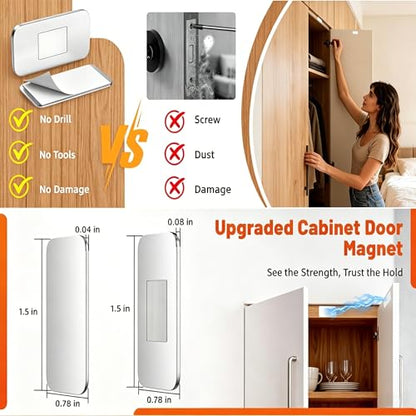 8 piece Ultra‑Thin Cabinet Magnetic Catch, No‑Drill Door Latch