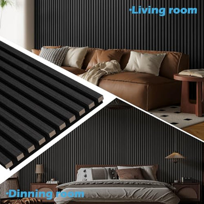 Art3d 3D Fluted Soundproof Wood Textured Slat Wall Panel, 4-Pack, Blackwood - color: Blackwood, size: 4pcs - 108" x 12"