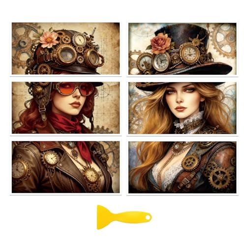 Peacoblue Steampunk Girl Rub On Transfers for Furniture Craft 6"x12" - style: Steampunk Girl