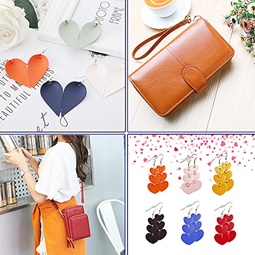 HGUAN Smooth Solid Color Rose Red Faux Leather 12"X53"(30cmX135cm),Faux Leather Sheets Roll Very Suitable for Making Crafts, Leather Earrings, Bows,Sewing (Rose Red) - color: Rose Red