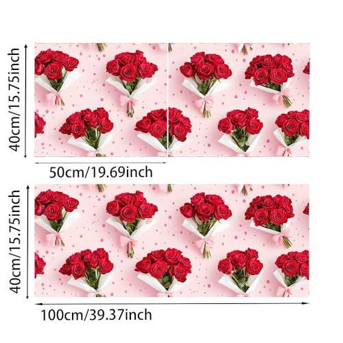 Wall Decal 15.7 x 39.4 in Red Rose Bouquet Peel and Stick - color: colorful0991