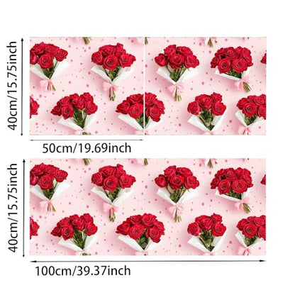 Wall Decal 15.7 x 39.4 in Red Rose Bouquet Peel and Stick - color: colorful0991