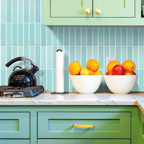 Peel and Stick Tile，New Upgrade Thicker Design Self Adhesive 12" x 12" Large Premium Peel and Stick Backsplash for Kitchen,Bathroom, Living Room, RV Etc（10-Sheet）. - color: Pale Blue