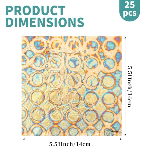 KINNO Variegated Gold Leaf Sheets 25 PCS with Ring Patterns, 5.51*5.51inch - color: Round