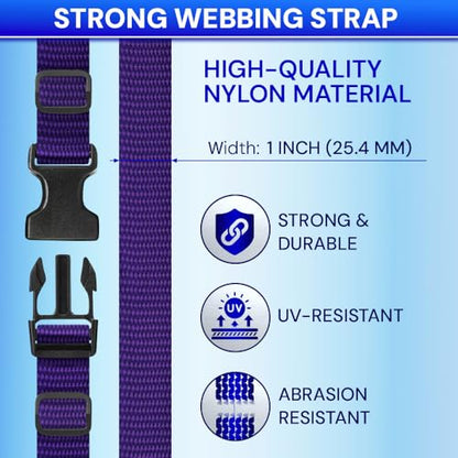 TECEUM 1" Nylon Strap Kit with Buckles, Dark Purple 6 yards Repair Set - color: Dark Purple, size: 1" - 6 yards, style: 6 Buckle - 12 Slides - 6 D-rind