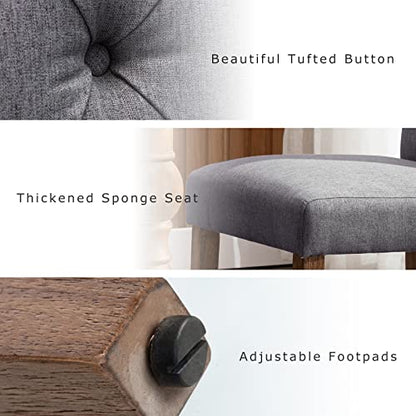 COLAMY Button Tufted Dining Chairs Set of 4, Accent Parsons Diner Upholstered Fabric Dining Room Stylish Kitchen Chairs with Solid Wood Legs and Padded Seat, Dark Grey - color: Dark Grey, size: set of 4