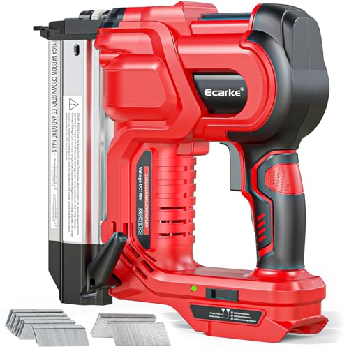 Ecarke 2" Electric Nail Gun Compatible with Milwaukee 18V Battery(Tool only),2 in 1 Cordless Brad Nailer Stapler with 1000 Nails,18 Gauge Nail Gun Battery Powered,2 Firing Modes for Trim Wood DIY - color: 2“ Nailer for Milwaukee Battery (2 in 1)