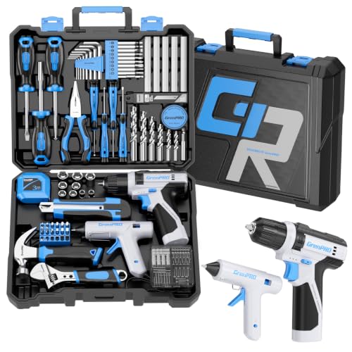 GRENPRO 188PC Blue Cordless Drill Tool Set for Wo&Men Tool Kit for Home Box - style: Blue Power Drill Set 188PC
