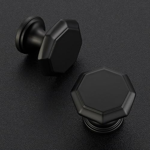 Ravinte Matte Black Single Hole Round Cabinet Knobs,Zinc Pull,10 Pack - color: Matte Black