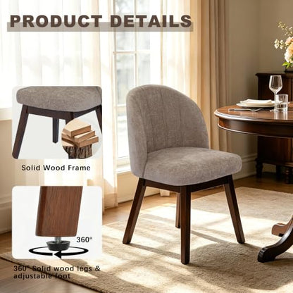 FREKEN Wooden Dining Chairs Set of 8, Modern Fabric Upholstered Dining Room Chair, Kitchen Side Chairs, Farmhouse Armless Dinner Chair for Kitchen, Brown - color: Brown, size: Set of 8