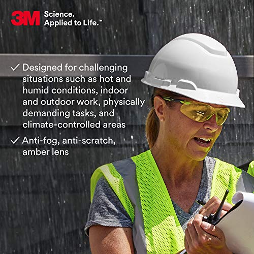 3M Safety Glasses, Solus 1000, Scotchgard Amber Lens, Green/Black Frame - style: Amber Lens, Green Black Frame