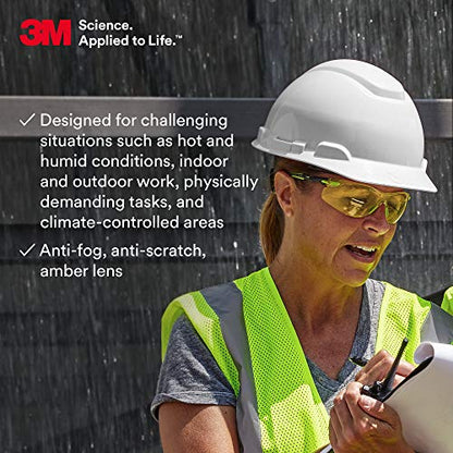 3M Safety Glasses, Solus 1000, Scotchgard Amber Lens, Green/Black Frame - style: Amber Lens, Green Black Frame