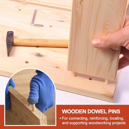 MECCANIXITY Wooden Dowel Pins 3/8" x 2" (10mm x 50mm) Straight Dowel Rods Wood Fluted Dowels Rods for Crafts Furniture DIY Hardwood Count 120 - size: 3/8" x 2"