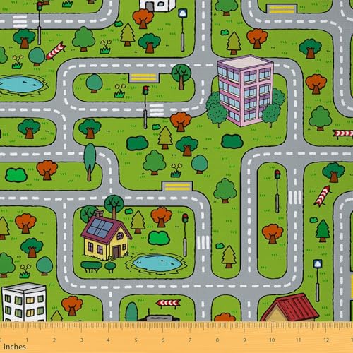 Feelyou City Roadway Fabric By The Yard Soft - color: Multi 20, size: 1 Yard