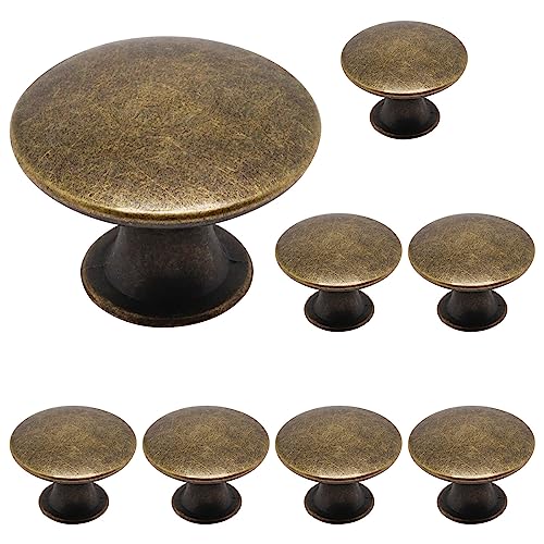 8 Pcs Antique Brass Cabinet Knobs, Round Dresser Knob Kitchen Drawer Knobs, Single Hole Cupboard Door Knob Dresser Drawer Pulls Handles - color: Antique Brass, size: 8 Pack