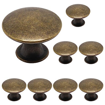 8 Pcs Antique Brass Cabinet Knobs, Round Dresser Knob Kitchen Drawer Knobs, Single Hole Cupboard Door Knob Dresser Drawer Pulls Handles - color: Antique Brass, size: 8 Pack