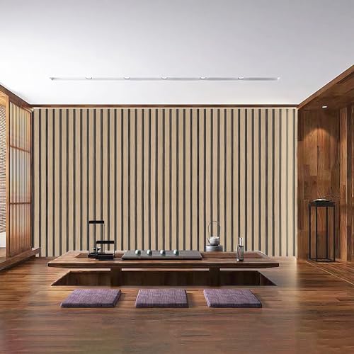 Brown Wood Slat Peel and Stick Wallpaper - 17.5"x200" Textured Faux Wood Self-Adhesive, Waterproof Removable Wall Panel for Bedroom, Kitchen, Accent Wall - Easy Install - color: Dark Brown, size: 17.5" x 200"