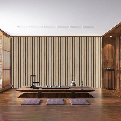 Wood Slat Peel and Stick Wallpaper 35.4"x200" Extra Wide Brown Vinyl Faux Wood Stripe Contact Paper Self-Adhesive Waterproof Removable Wall Panel for Bedroom Bathroom Office Fewer Seams Easy Install - color: Dark Brown, size: 35.4" x 200"