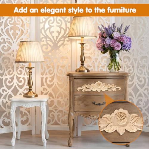 6 Pcs Wooden Appliques, 8 x 2 in Wood Appliques for Furniture