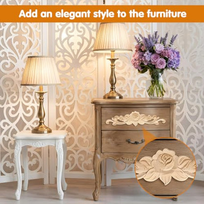 6 Pcs Wooden Appliques, 8 x 2 in Wood Appliques for Furniture