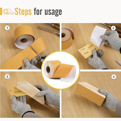1000 Grit Sandpaper Roll 20 Yard x 2-3/4” Wide PSA Longboard Sandpaper with Adhesive Backing Sand Paper for Woodworking,Automotive,Sanding Blocks - style: 1000Grit