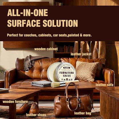 Leather & Furniture Repair Salve 2 Pack, Furniture Salve with Brush for Leather Wood, Leather Conditioner Help Prevent Cracking or Fading - size: 2 Pack