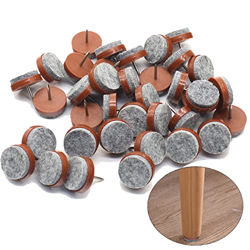 40pcs Round Heavy Duty Nail-on Felt Pad for Furniture Chair Table Leg Feet Floor Protectors Slide Smoothly (Brown, Pad Diameter 24mm) - color: Brown 24mm(40 Pcs)