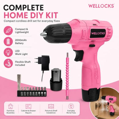 WELLOCKS 12V Cordless Drill Set, Compact with LED Light