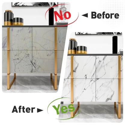 Glossy White Silver Marble Contact Paper 15.7" x 196" Peel and Stick Wallpaper - color: White/Silver, size: 15.7" x 196"