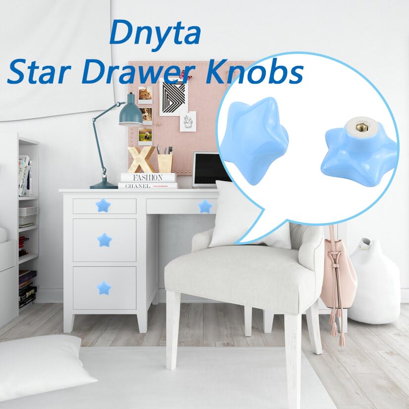 Dnyta 6 Pcs Star Shaped Ceramic Knobs Decorative Pulls Glossy Ceramic Pulls - style: Blue,Star Shaped