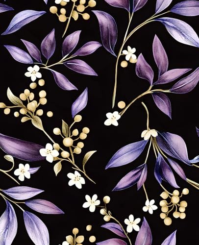 Black Purple Vintage Floral Peel and Stick Wallpaper 17.5" x 118" - color: Black/Purple/Gold, size: 17.5" x 118"
