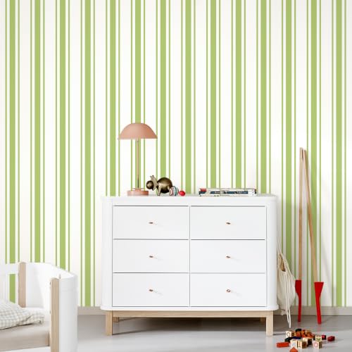 Green Striped Peel and Stick Wallpaper 17.3" x 200" - color: Green, size: 17.3" x 200"