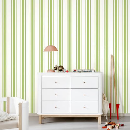 Green Striped Peel and Stick Wallpaper 17.3" x 200" - color: Green, size: 17.3" x 200"