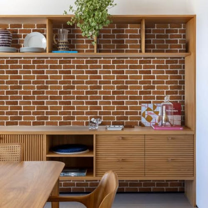 Commomy Faux Brick Wall Panels Peel and Stick Thin PVC 10 Pcs 11.8" x 11.8" - color: Brick-MA