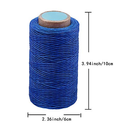 284Yards Waxed Thread for Leather, 0.8mm Waxed Linen Thread, Wax String - color: Blue