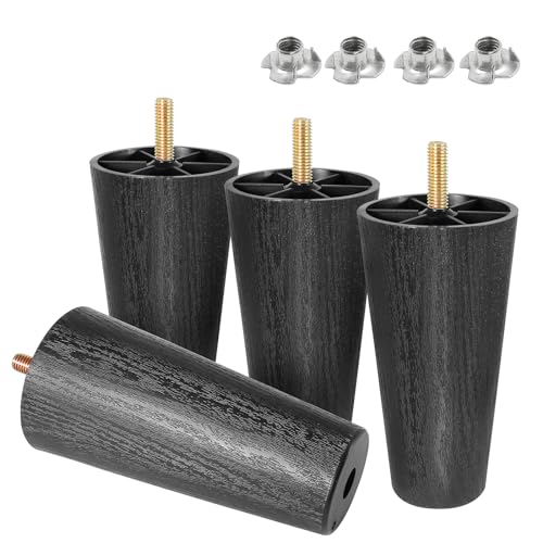 4pcs Plastic Furniture Legs 4-3/4" with T-Nuts, M8-1.25 Bolt - size: 4-3/4 Inch, M8-1.25 Metric Thread Bolts