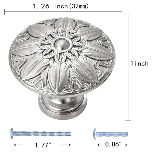 10Pcs Round Cabinet Knobs 1-1/4 Inch Brushed Nickel Knob for Kitchen Drawer - color: Brushed Nickel, size: Dia 1.25 inch