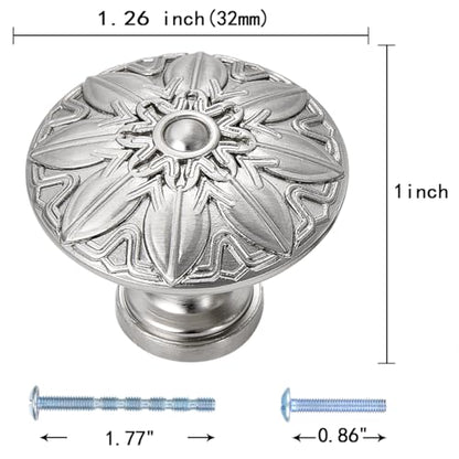 10Pcs Round Cabinet Knobs 1-1/4 Inch Brushed Nickel Knob for Kitchen Drawer - color: Brushed Nickel, size: Dia 1.25 inch