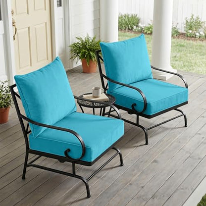 EAGLE PEAK Outdoor Deep Seat Patio Seat Cushion Set, 24 x 24 x 5 inch, 2-Piece Back Chair Cushion, 2 Pack, Blue - color: Blue, size: Pack of 2